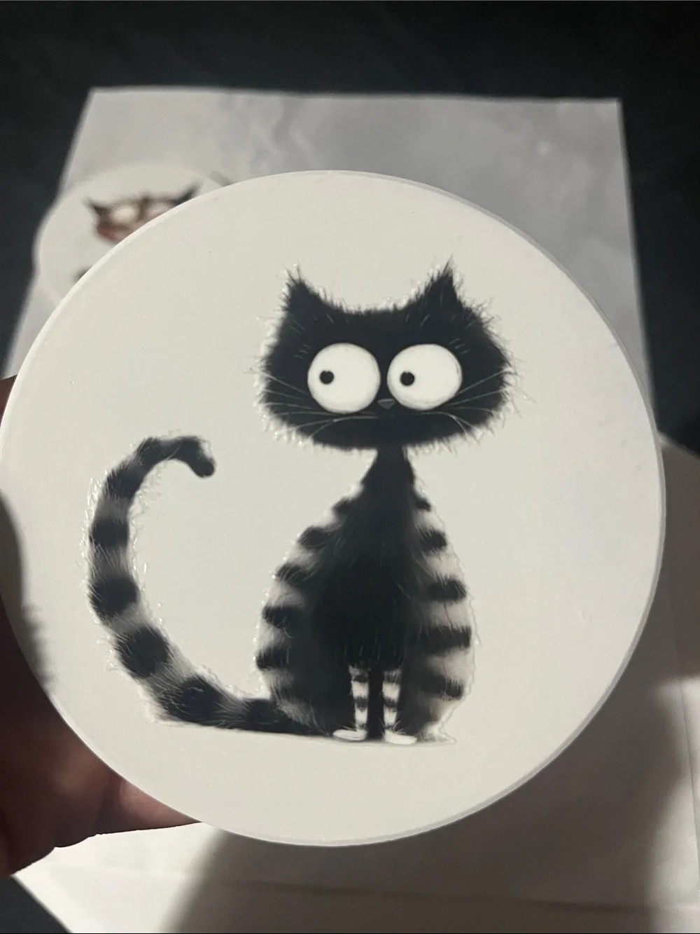 Whimsical Cat Coaster Set - White Cat Art (Set of 4)